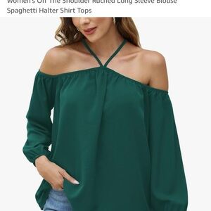 Emerald Green Ruched Long Sleeve Blouse